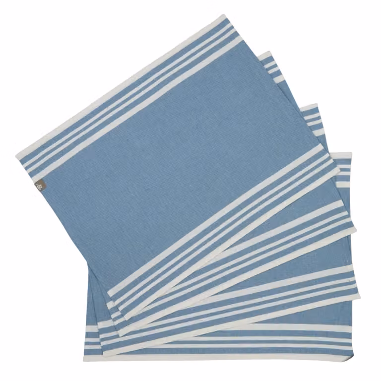 Set de 4 manteles individuales Mahdia de algodón con diseño gráfico en color azul, An/P: 35 x 50 cm