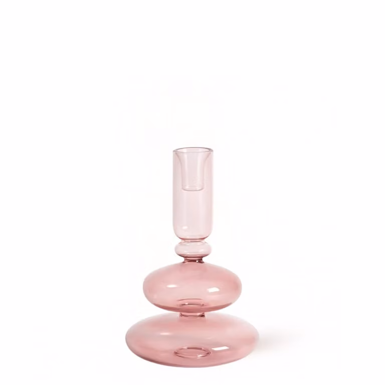 Portavelas de vidrio moderno Sia Deco en color rosa transparente para mesa