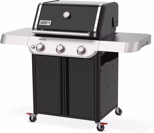 Barbacoa de gas Weber Genesis E-315 de 3 quemadores con rejilla de calentamiento en color negro
