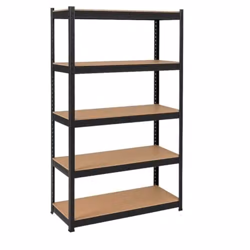 Estantería de almacenamiento Intec de metal y madera en color negro con 5 bandejas ajustables, An/P/Al: 90 x 60 x 180 cm