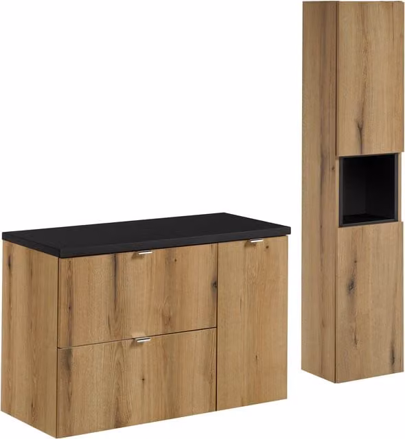 Conjunto de muebles de baño Comad Nova Oak en color marrón con acabado mate y frente liso An/P: 90 x 40 cm