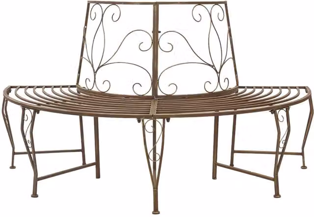 vidaXL Banco de Árbol de 4 Plazas en Acero Marrón Antiguo An/P/Al: 160 x 80 x 89 cm