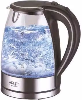 Hervidor de agua eléctrico Adler AD 1225 de cristal transparente, 1,7 l, con resistencia oculta y apagado automático