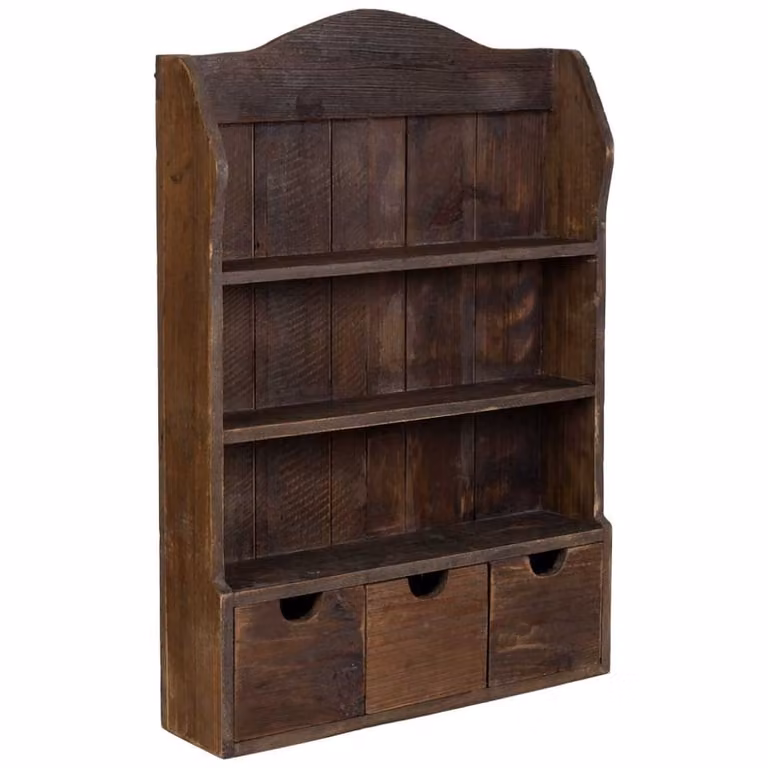Estantería de madera de abeto Wanderlust en color marrón con 3 cajones y 2 baldas, An: 60 cm, P: 15 cm, Al: 87 cm
