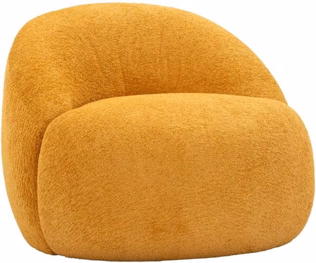 Butaca Ginevra ProduceShop tapizada en tejido bouclé color amarillo con estructura de madera y reposabrazos, An/P/Al: 81 x 78 x 64 cm
