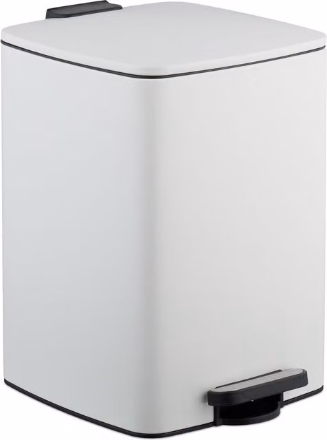 Cubo de basura de cocina con pedal Relaxdays, color blanco, capacidad 20 l, con cubo interior extraíble y cierre suave, An/P/Al: 40 x 28 x 34 cm
