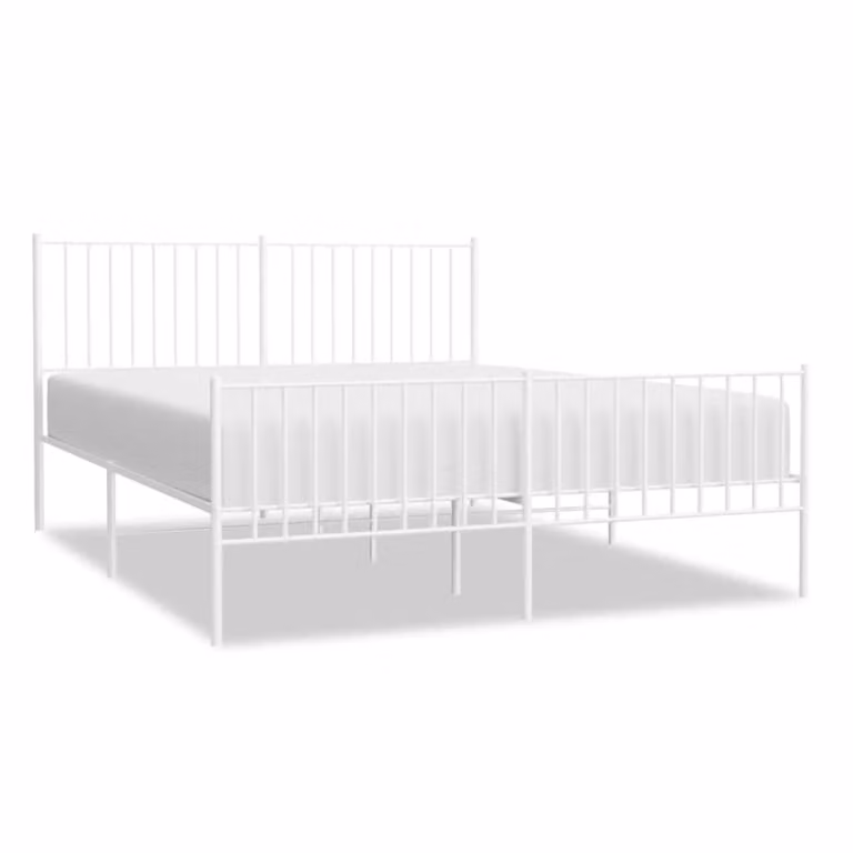 Cama matrimonial Maison Chic de metal en color blanco con cabecero y estribo, An/P/Al: 160 x 200 x 90.5 cm