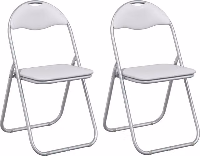Set de 2 sillas plegables vidaXL en cuero sintético y color gris, An/P/Al: 48 x 43,5 x 81 cm