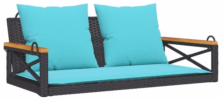 Banco columpio Syfax de ratán sintético con cojines para jardín An/P/Al: 109 x 62 x 40 cm