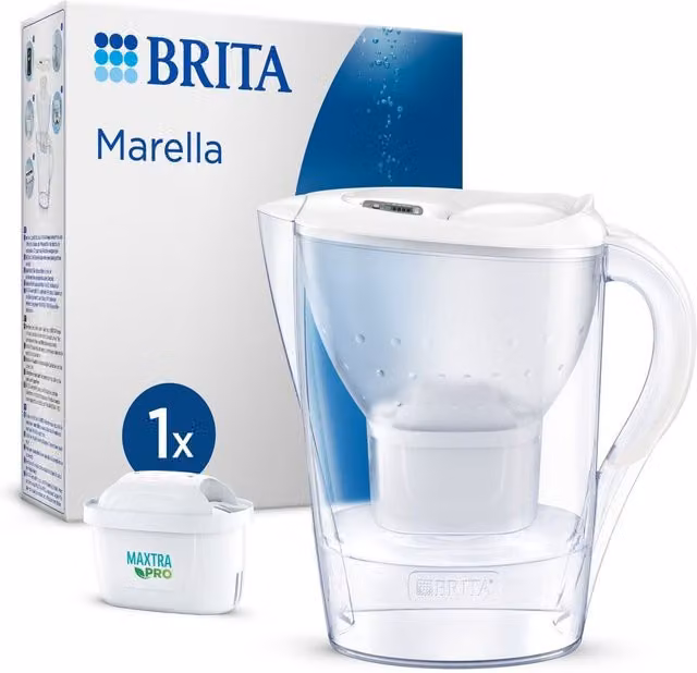 Jarra filtrante de agua Brita Marella blanca de 2,4 l con filtro Maxtra Pro All-in-1