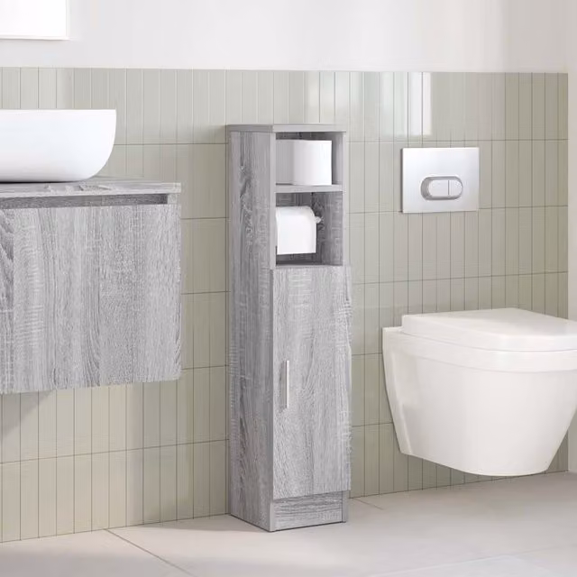 Mueble de baño SYFAX moderno en gris con portarrollos, An/P/Al: 20,5 x 22 x 90 cm
