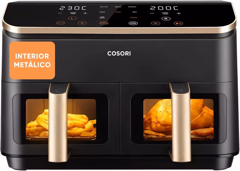 Cosori Freidora de Aire con Doble Cesta de 8,5L y Pantalla Digital en Negro