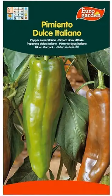 Semillas de pimiento dulce italiano Euro Garden para cultivo de frutos verdes y rojos