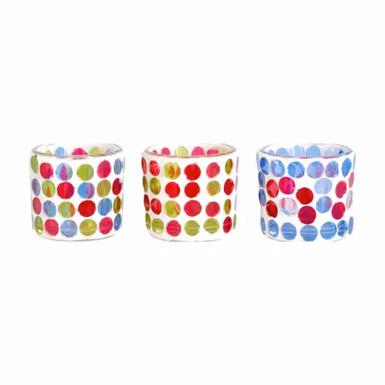 Lote de 3 portavelas de vidrio Sia Deco multicolor para tealight con diseño abstracto y forma redonda