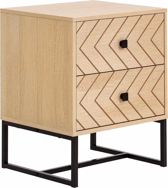 Mesita de noche HOMCOM de madera con 2 cajones y diseño retro en marrón y negro, An/P/Al: 48 x 39,5 x 60 cm