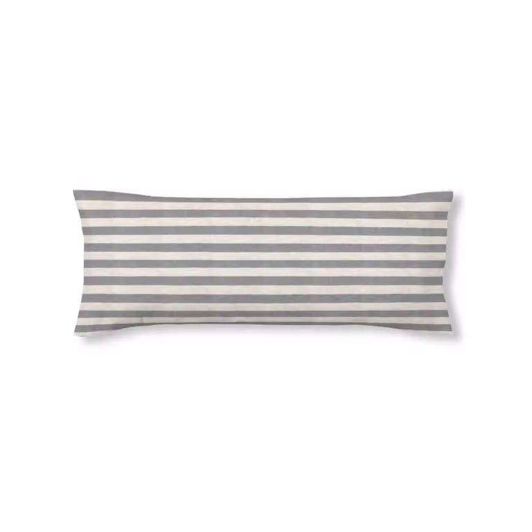 Funda de almohada de jacquard con diseño de rayas en gris y terracota, confeccionada en lino, algodón y poliéster, An/P/Al: 125 x 45 cm