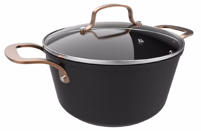 Olla Polka Fantasy 24 Pot de Cecotec en color dorado y negro con revestimiento antiadherante y tapa de cristal