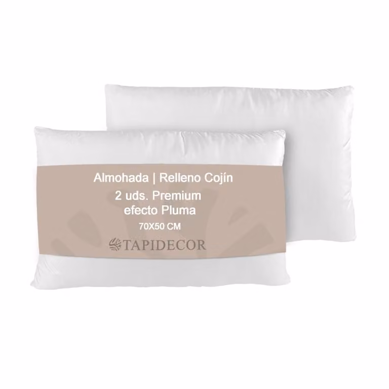 Pack de 2 rellenos de cojín rectangulares Tapidecor efecto pluma en color blanco, antibacterianos y transpirables, An/Al: 70 x 50 cm