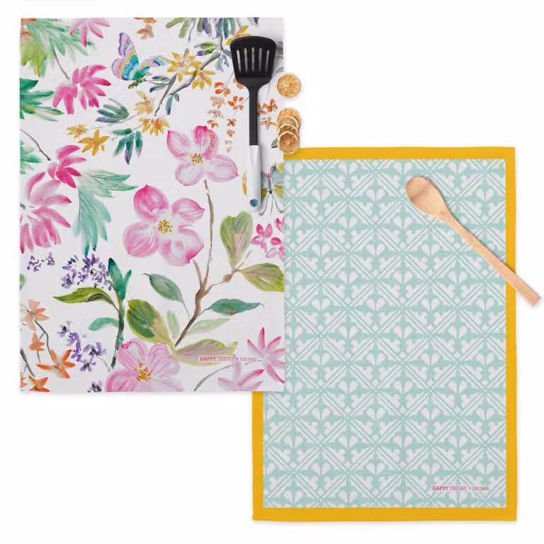 Pack de 2 paños de cocina Happyfriday con diseño floral multicolor de algodón, An/P: 70 x 50 cm