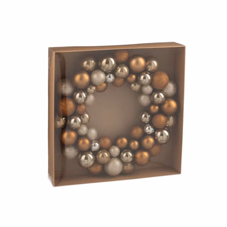 Corona de Navidad colgante J-line de plástico marrón, forma redonda, Diámetro: 35 cm