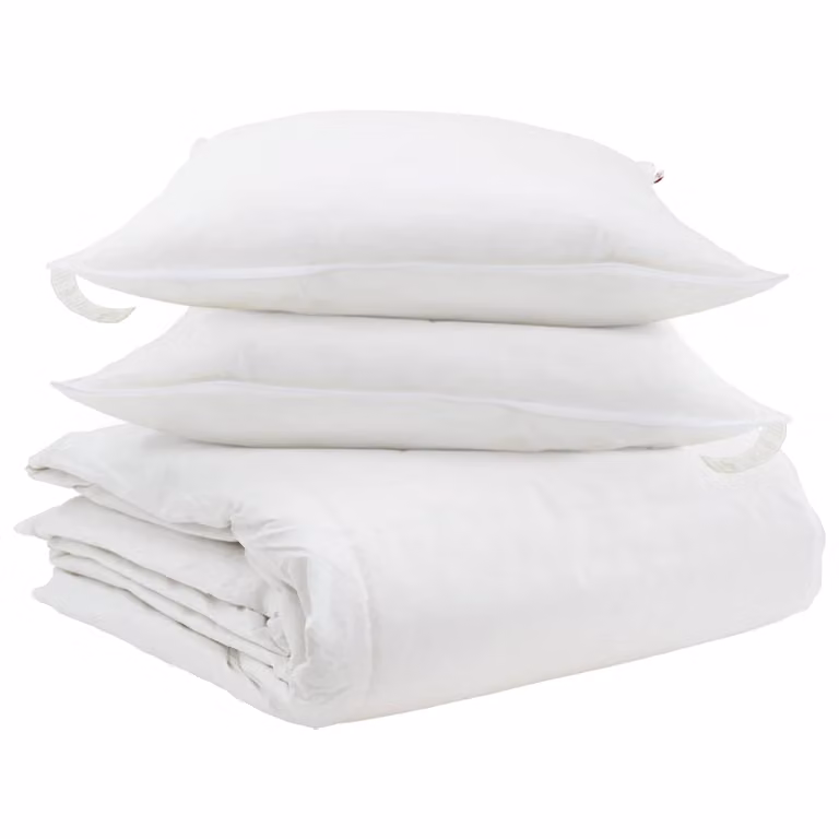 Juego de edredón y almohada de 3 piezas vidaXL de plumas de pato y algodón, color blanco, An/P: 240 x 220 cm