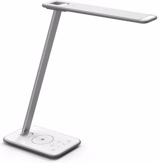 Lámpara de mesa LED multifunción KOOB Holmen con cargador inalámbrico IQ, regulable y con temporizador, color blanco
