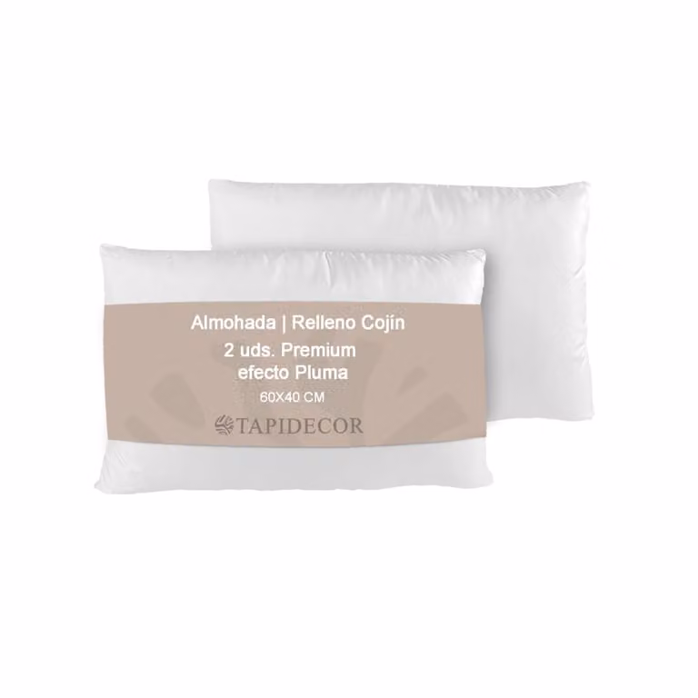 Pack de 2 rellenos de cojín rectangulares Tapidecor con efecto pluma, antibacterianos y transpirables, color blanco, An/P: 60 x 40 cm