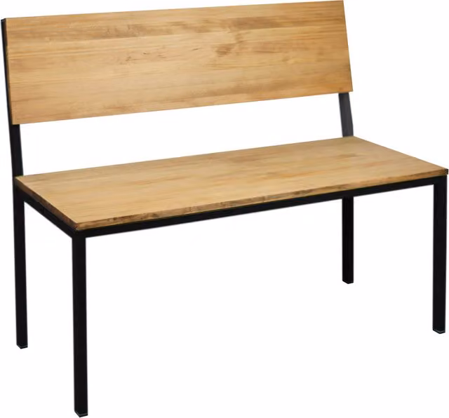 Banco Icub con respaldo Box Furniture de madera maciza de pino en color negro y marrón con estilo industrial An/P/Al: 100 x 50 x 86 cm