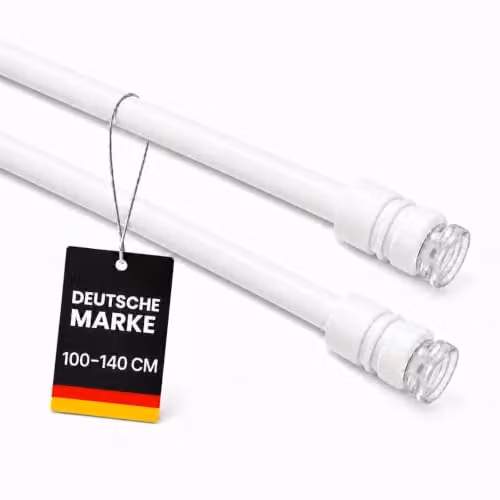Pack de 2 varillas de sujeción para cortina Bestlivings de metal con sistema de tornillo, extensible de 100 a 140 cm, color blanco