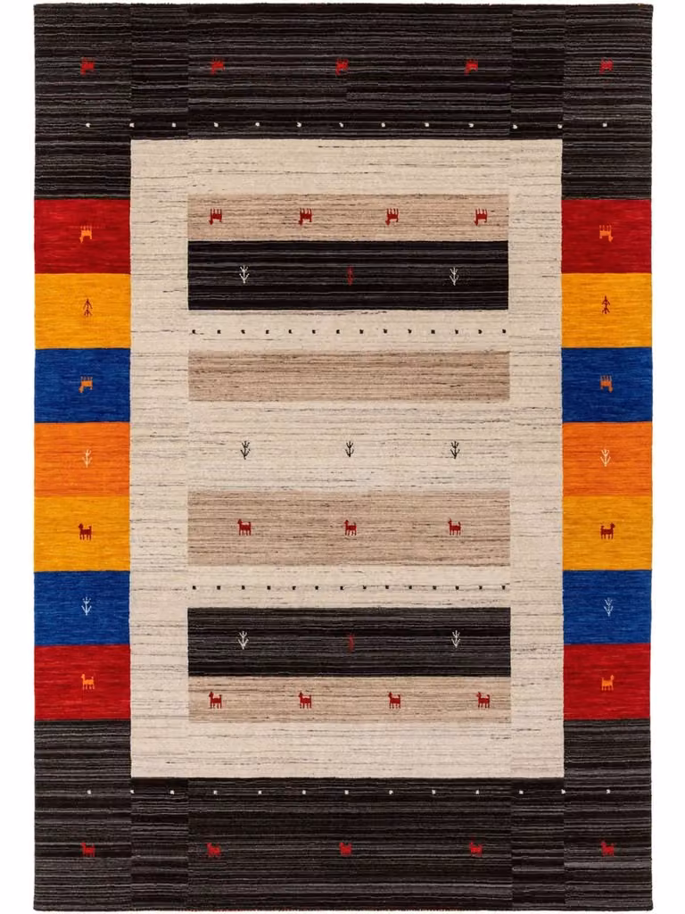 Alfombra de lana multicolor Benuta de estilo clásico y forma rectangular An x P: 120 x 170 cm