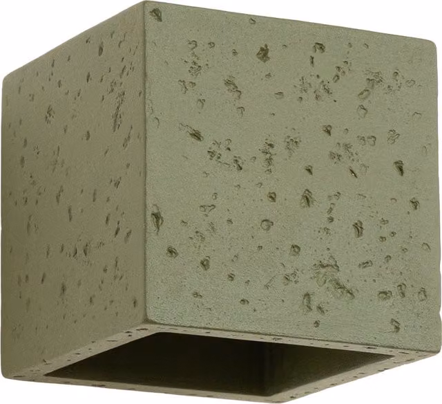 Lámpara de pared Quad de Sollux en concreto color verde y beige con diseño cuadrado e iluminación G9, Altura: 10 cm
