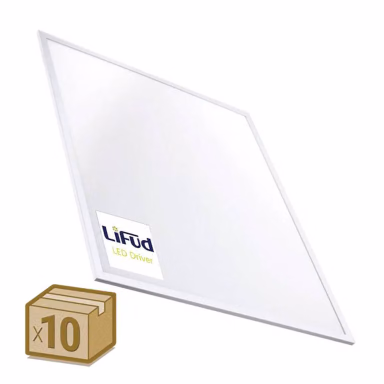 Pack de 10 paneles LED empotrados de 40W con chip Osram y driver Lifud, color blanco neutro, An/An/Al: 60 x 60 cm