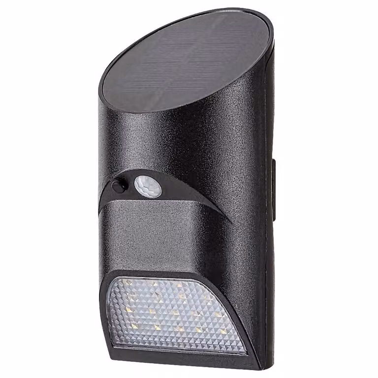 Lámpara de pared solar Rabalux SEPIK para exteriores en color negro y diseño moderno con protección IP44