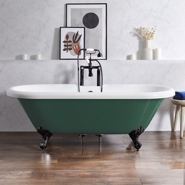 Bañera exenta ovalada Hudson Reed en acrílico color amarillo y verde de 179,5 x 78,5 cm