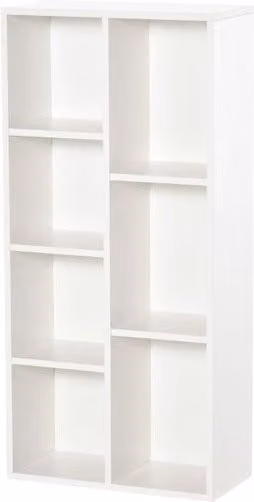 Estantería de libros Homcom de madera y MDF con 7 compartimentos, color blanco, An/P/Al: 50 x 24 x 106 cm