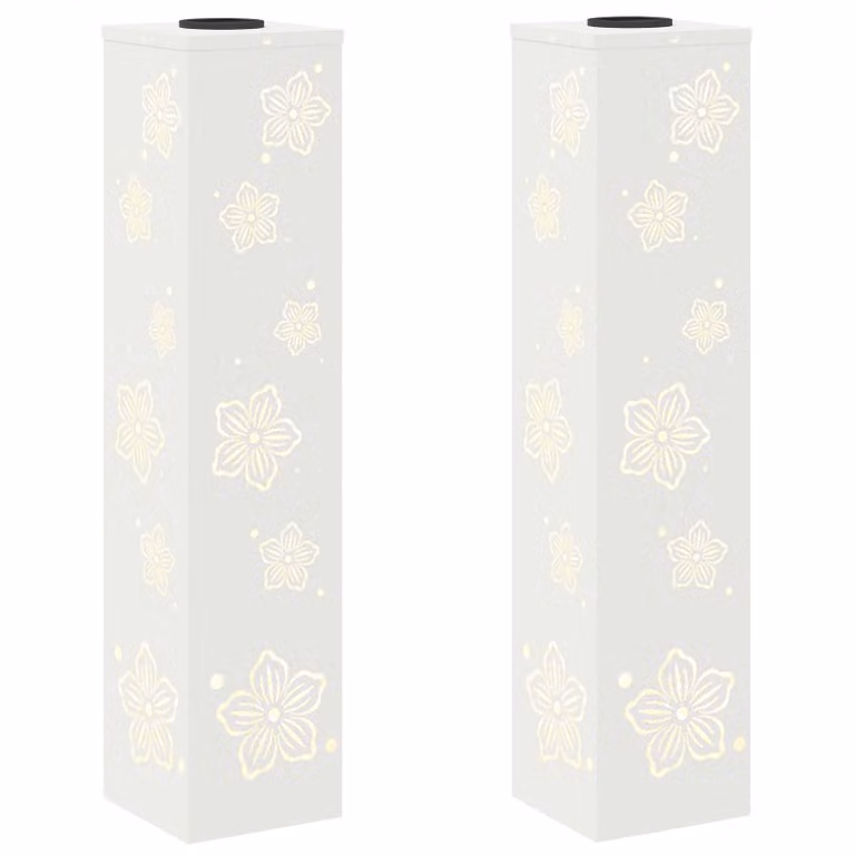 Set de 2 luces de camino LED solares vidaXL en blanco cálido, An/P/Al: 18 x 18 x 80 cm