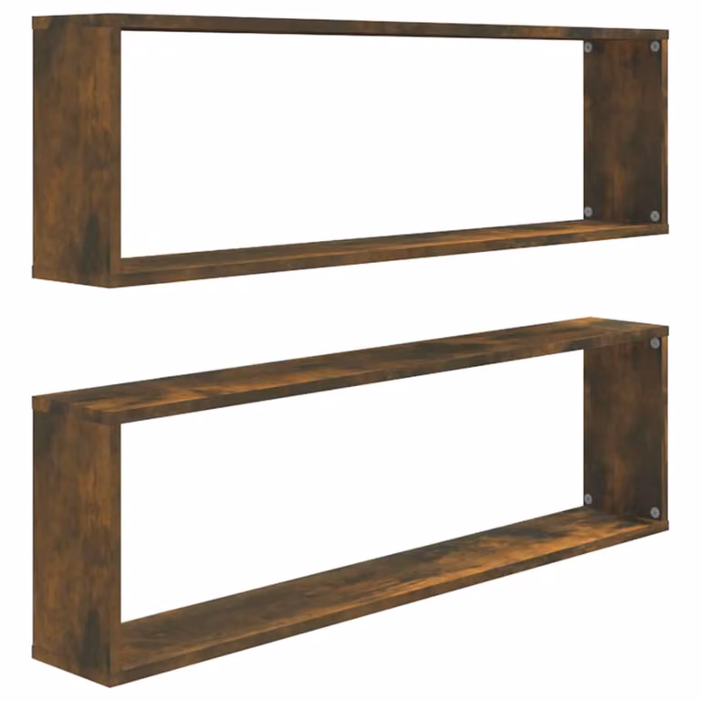Set de 2 estantes cúbicos de pared vidaXL en madera de roble color marrón mate, An/P/Al: 100 x 15 x 30 cm