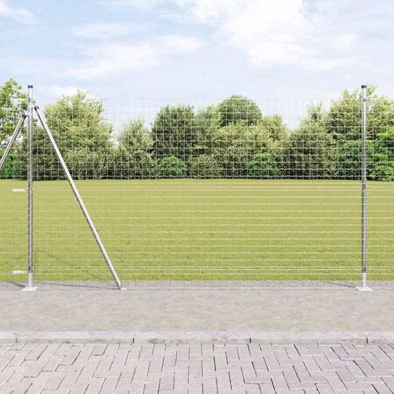 Cerca Euro exterior Syfax con base de concreto y acabado galvanizado plateado An/P/Al: 10 x 1,6 x 0,35 m