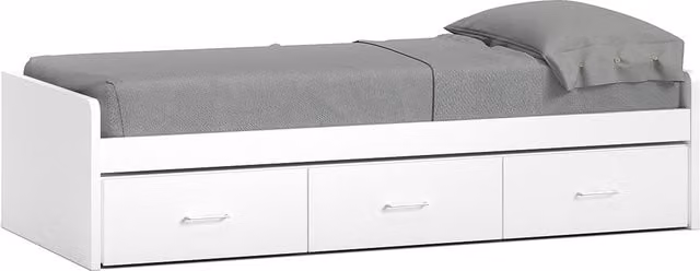Cama individual Noel de El Corte Inglés con 3 cajones en color blanco y diseño minimalista