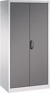Armario Universal Acurado Certeo de Metal Lacado Gris con Puertas Batientes y Estantes Ajustables An: 93 cm, P: 60 cm, Al: 195 cm