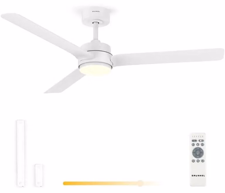 Ventilador de techo Grunkel SKYEASY52 con luz y mando a distancia, Blanco, Diámetro: 132 cm
