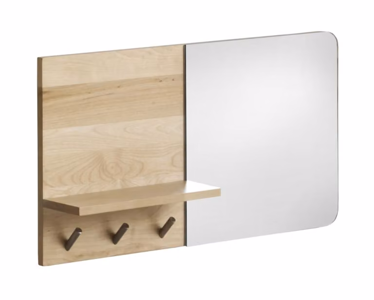 Espejo perchero horizontal de madera de abedul natural GEESE HOME en color beige y marrón con diseño minimalista