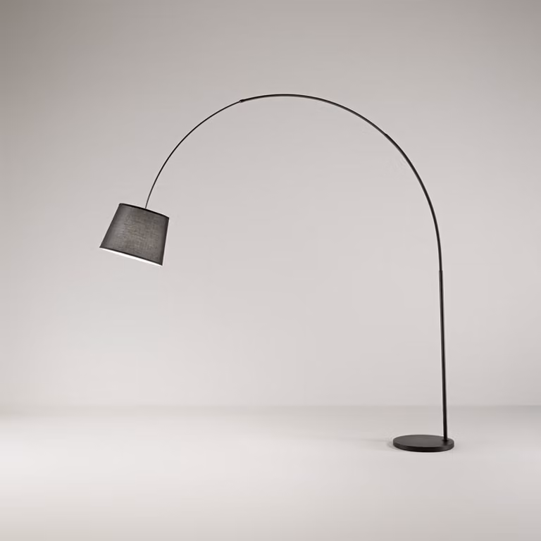 Lámpara de pie curva Perenz en aluminio negro de 230 cm