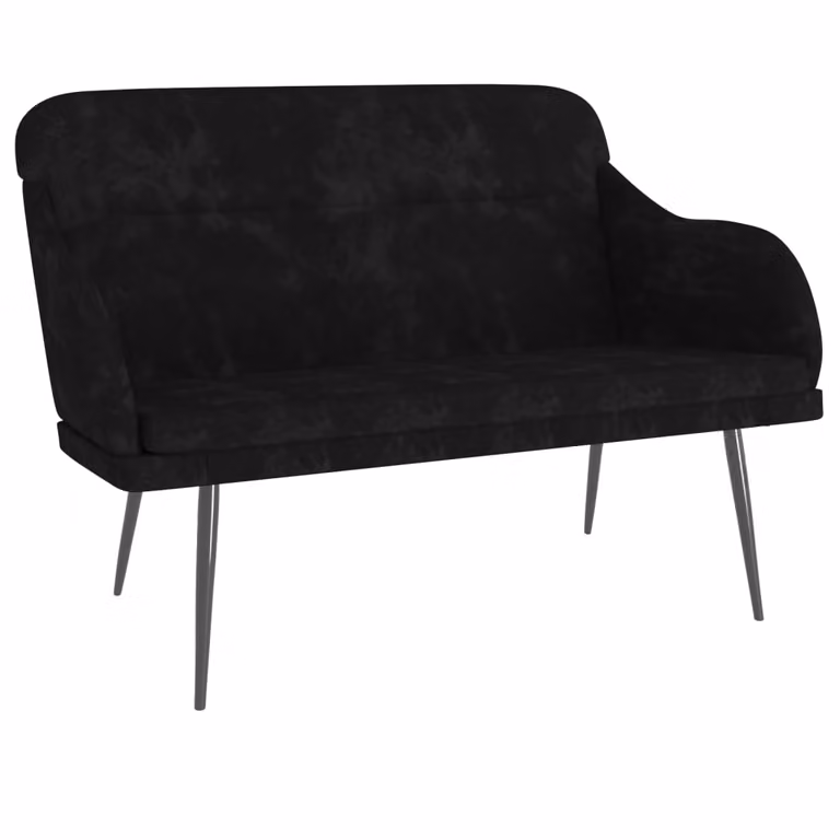 Banco de terciopelo negro vidaXL con reposabrazos An/P/Al: 110 x 76 x 80 cm