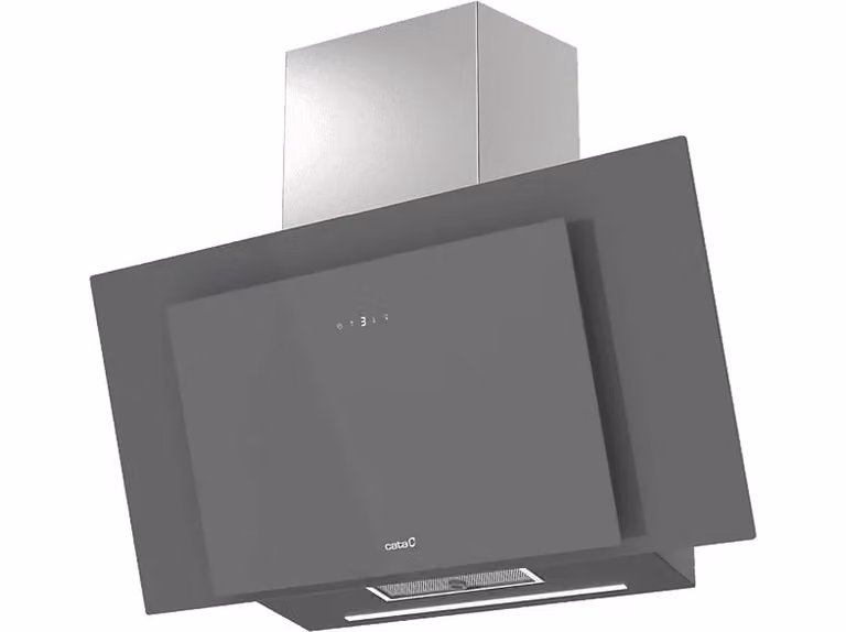 Campana decorativa Cata Thalassa Pro 900GGR en color gris con iluminación LED, temporizador y capacidad de extracción de 842 m³/h, Ancho: 90 cm