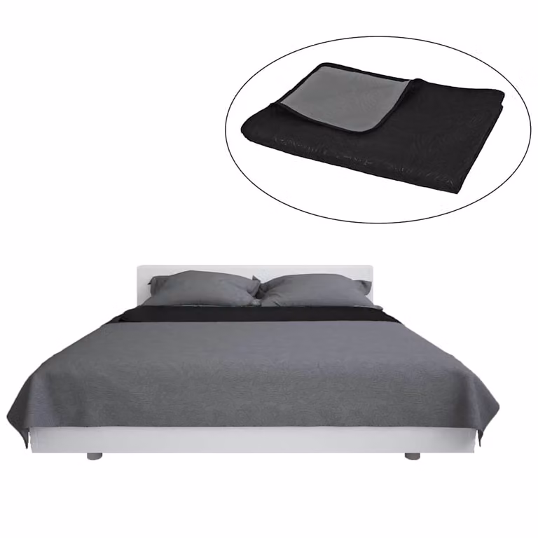 Cubrecama acolchado reversible vidaXL en gris y negro, An/P: 230 x 260 cm