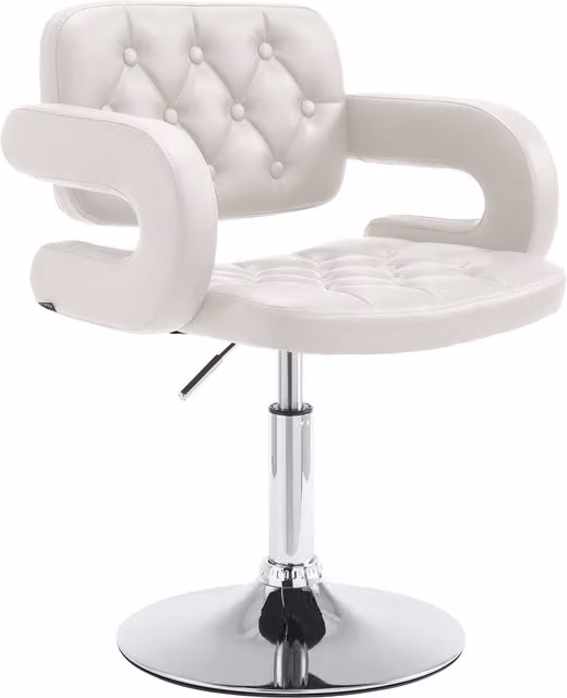 Butaca Lounge Dublin de estilo Chesterfield en cuero PU blanco con estructura de metal