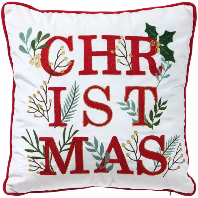 Cojín de Navidad Tradicional Cuadrado Feeric Lights & Christmas en Rojo y Blanco, 45 x 45 cm