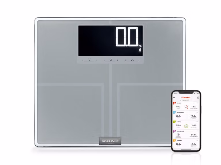 Báscula de análisis corporal personal Soehnle Shape Sense Connect 200 con Bluetooth, color plata