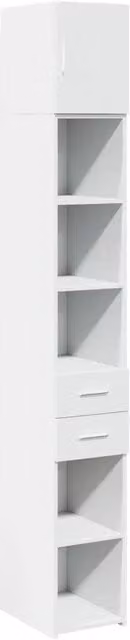 Armario de almacenamiento moderno Helloshop26 en color blanco con puertas y cajones, fabricado en madera y MDF, An/P/Al: 30 x 42,5 x 225 cm
